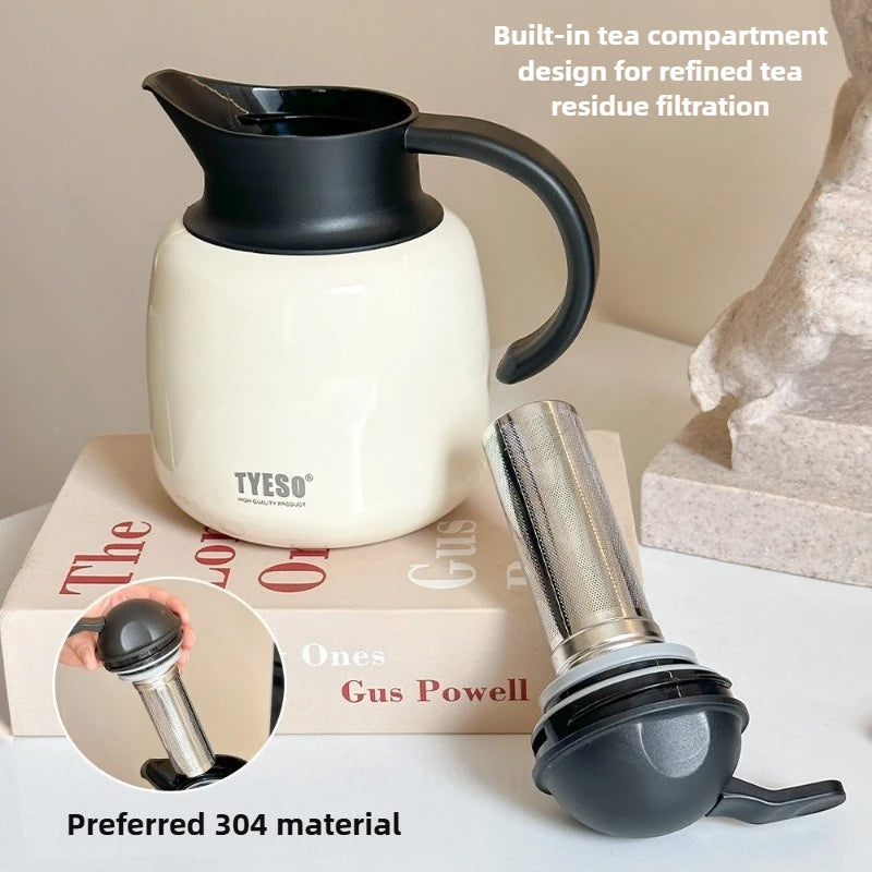 Tyeso Stainless Steel Tea Thermos Heat/Cold Retention Tea-Water Separation Infuser Large Capacity Teapots For Coffee Travel Gift