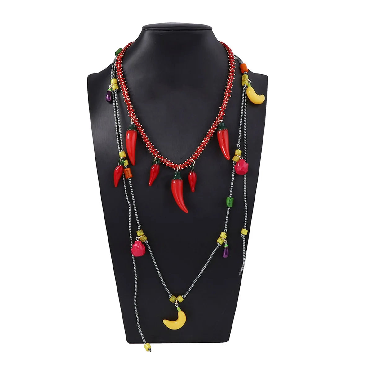 ZAA 2025 NEW Red Chain Chili Pendant Double-layer Necklace