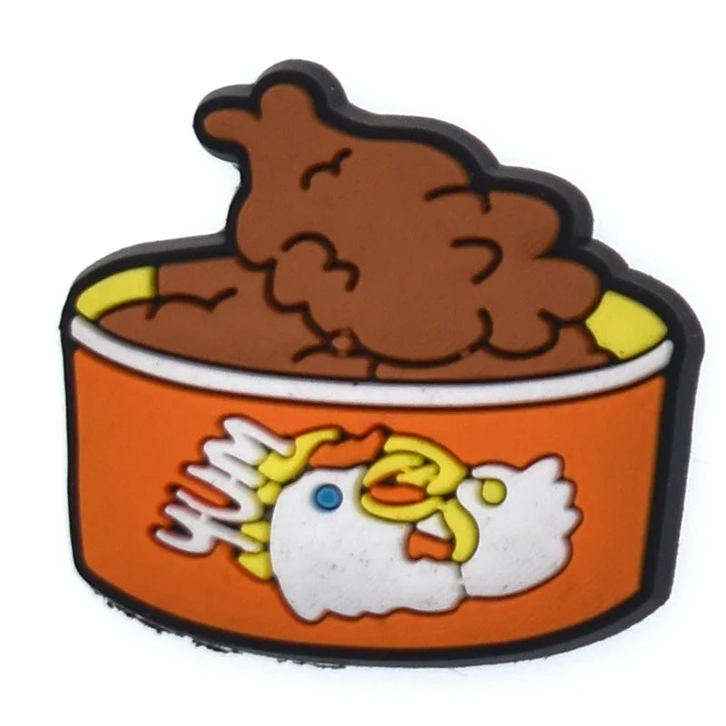 1 pièce de breloques en PVC pour chaussures Crocs, motif poulet à la bière, accessoires de bricolage, badge unisexe, boucle pour sandales, décoration pour jeans enfant.