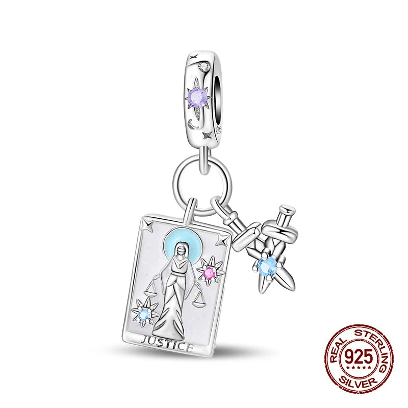 New 925 Silver Queen Scepter Treasured Sword Magic Tarot Charms Beads Fit 3mm 925 Original Bracelets DIY Birthday Jewelry