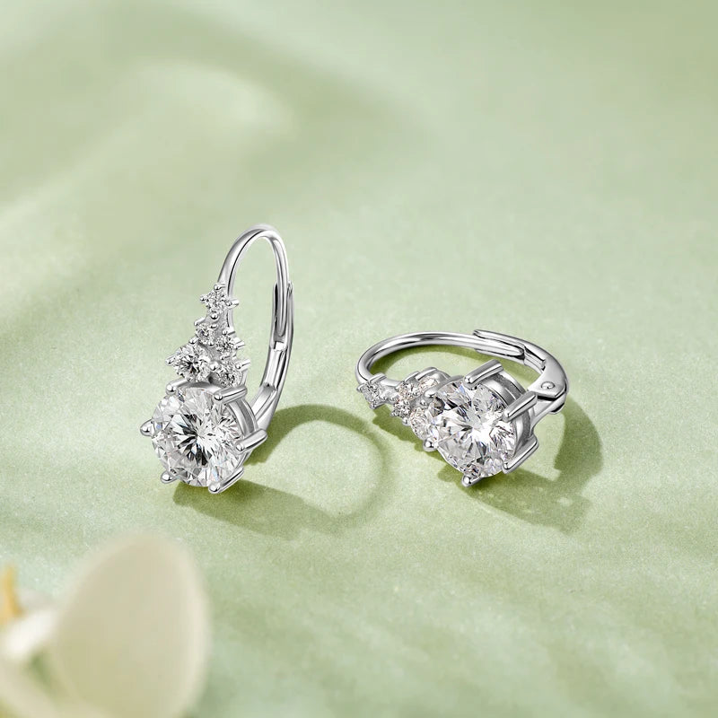 IOGOU All D vvs1 Round 1.12CT Moissanite Clip-on Earrings for Women 925 Sterling Silver  Luxury High Quality Engagement Jewelry