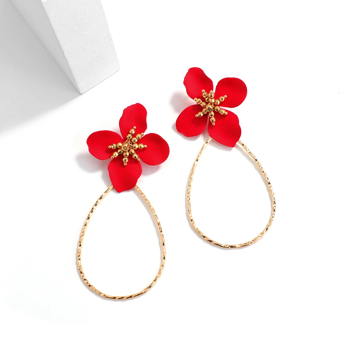 AENSOA Multiple Red Color Earrings Candy Bownot Heart Flower Metal Pearl Drop Earrings for Women Girls Christmas Jewelry Gift