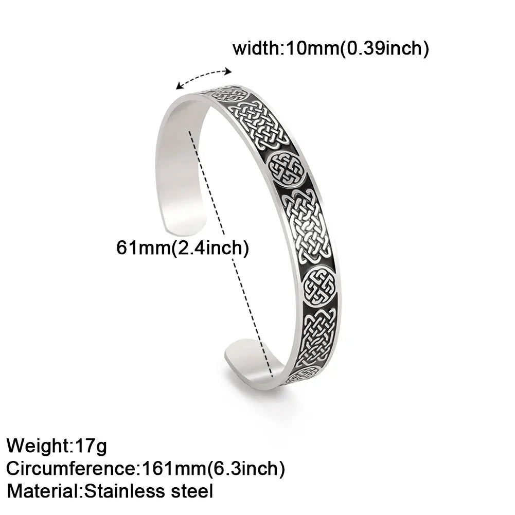 Viking Triquetra Cuff Bangle for Men Boy Stainless Steel Good Luck Celtic Knot Amulet Vintage Irish Knots Bracelet Jewelry Gift