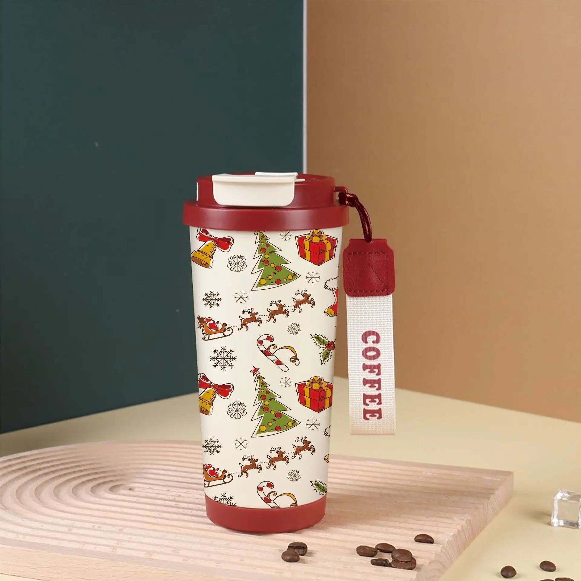 Christmas thermos cup 316 stainless steel lily of the valley coffee cup cartoon Christmas holiday gift