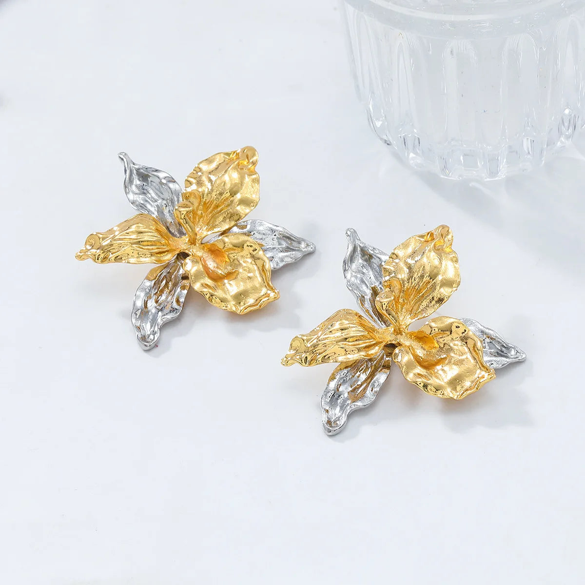 ZAA Exaggerated Multi-layer Alloy Color Blocked Flower Earrings