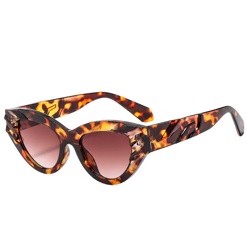 Fashion Cat Eye Y2K Punk Sunglasses Women Men Luxury Brand Design Thickening Frame Vintage Casual Versatile Style Eyewear UV400