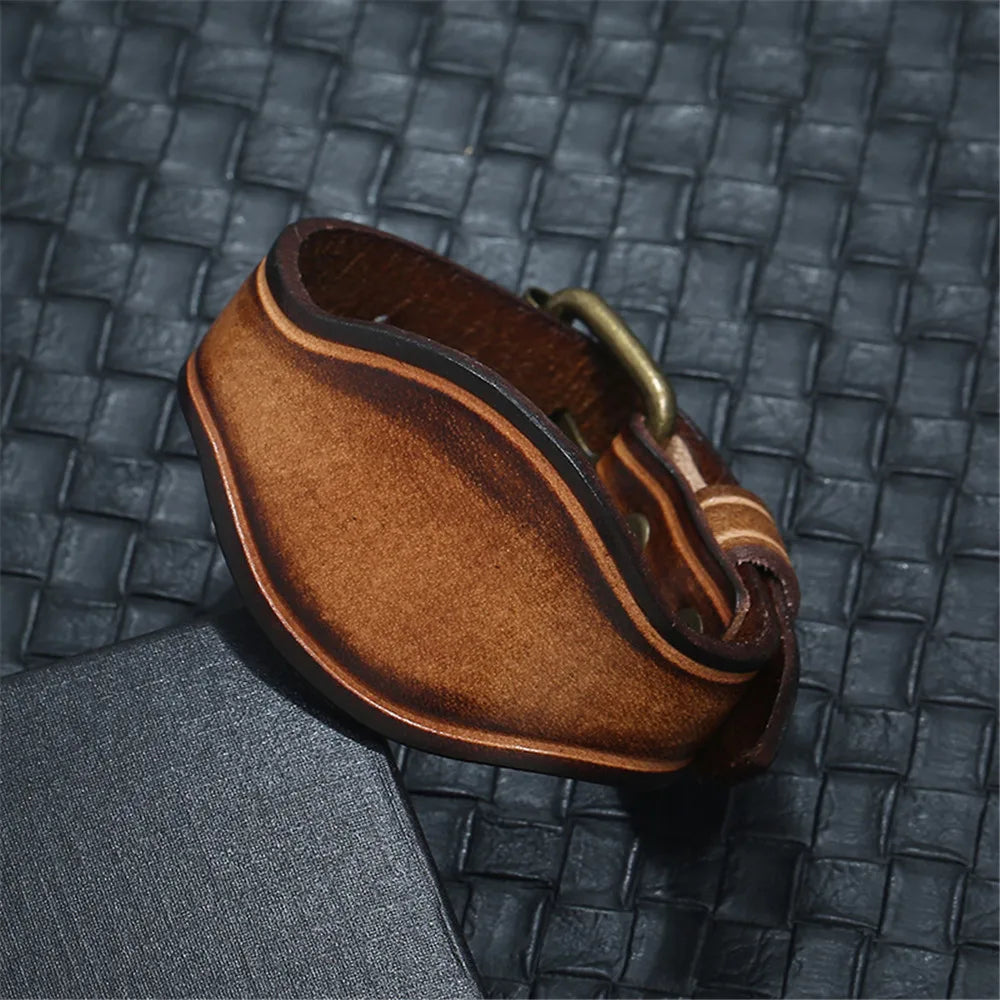 MKENDN Authentisches Wikinger-Lederarmband, verstellbar, braun, nordisches Krieger-Stil, Herren-Wikinger-Lederschmuck