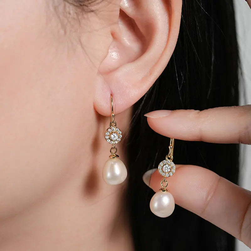 OXTAO Baroque Freshwater Pearl 9-10mm Stud Earring for Ladies Real 925 Silver Hook Piercing Earrings Jewelry Korean Wholesale