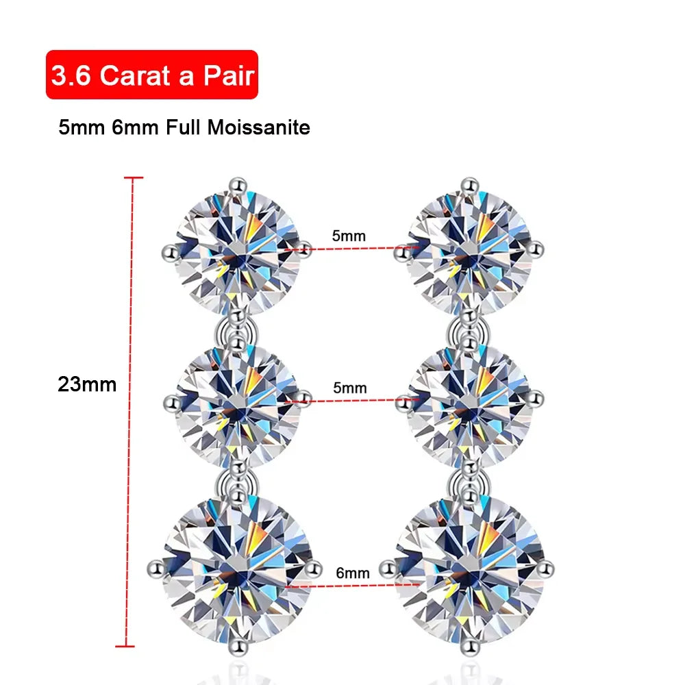 Serenity 3.6ct D Color Moissanite Earrings For Women 100% S925 Sterling Silver Plated 18K Tassel Drop Earrings Fine Jewelry GRA - Madeinsea©