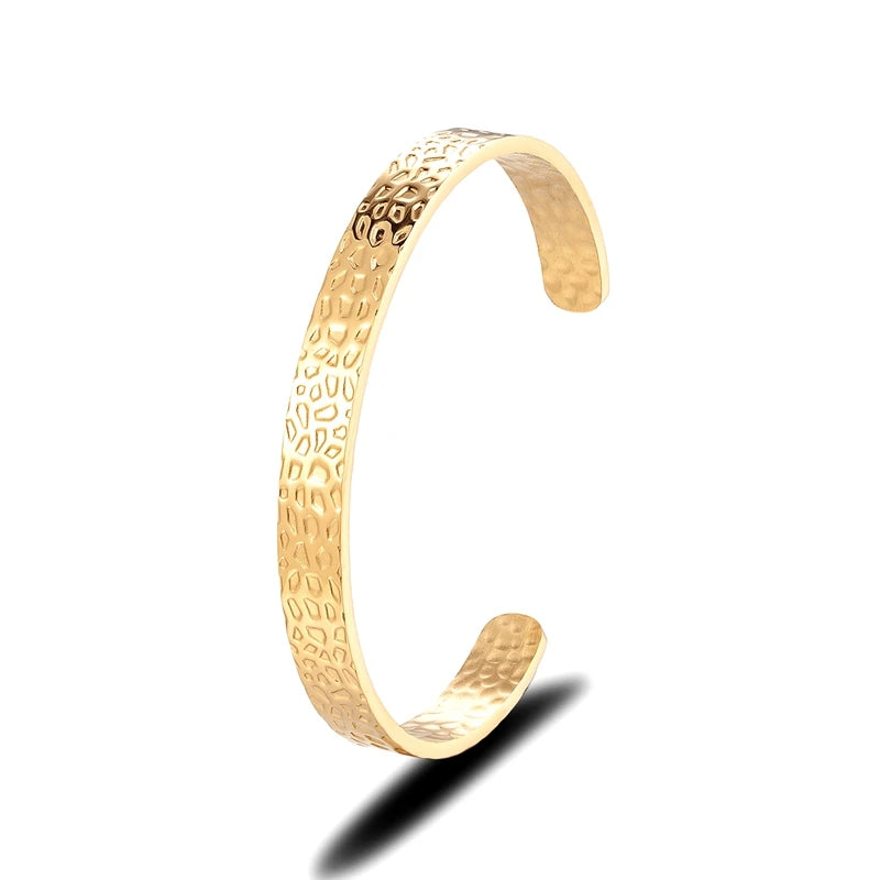 MKENDN The surface of the moon Cuff Bangle Stainless Steel Men Wide Cuff Bracelet For Men Fashion Classic Jewelry Gifts