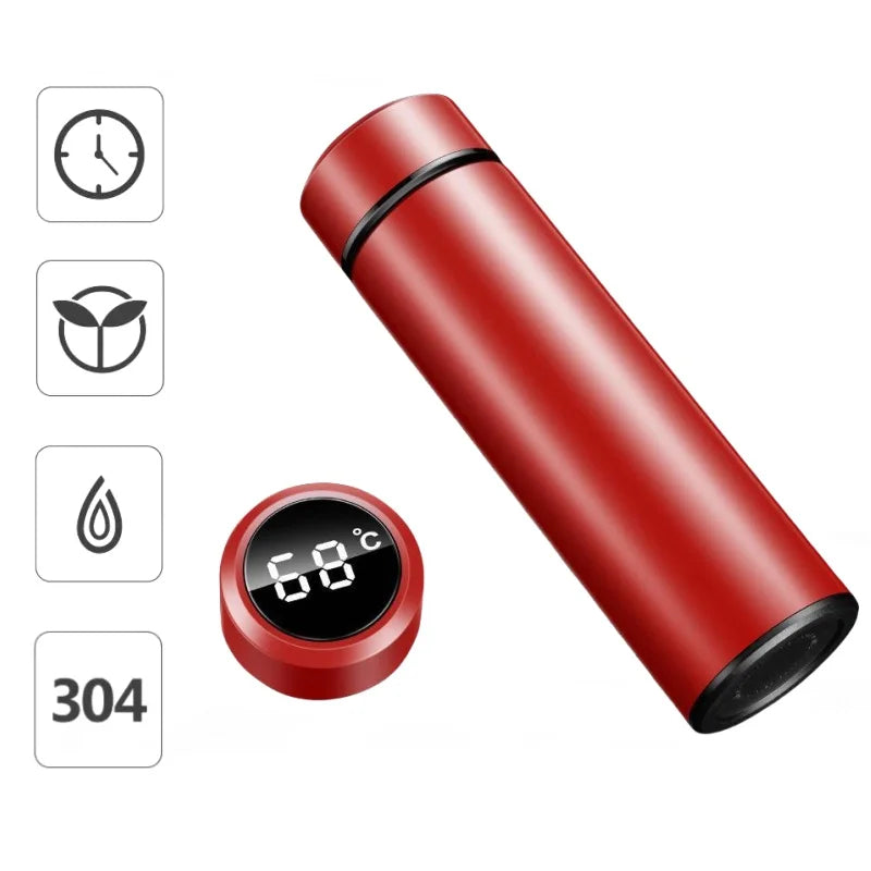 2025 Smart Display 304 Stainless Steel Thermos Cup Vacuum Water Cup for Men and Women Students High Value Office Cup