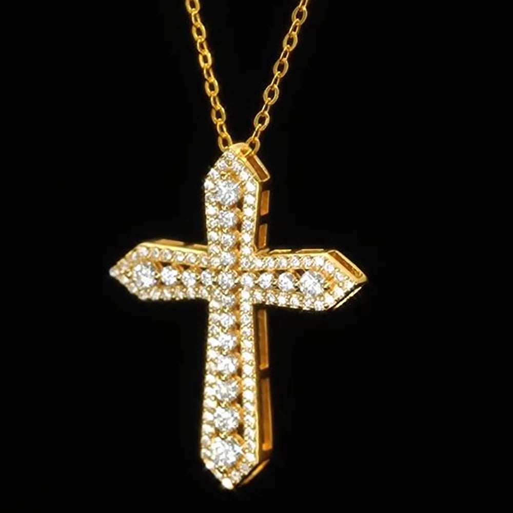 Serenity Real D Color Moissanite Cross Necklace for Women Men 100% 925 Sterling Silver Plated 18K Jesus Pendant Necklace Jewelry - Madeinsea©