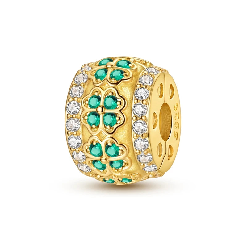 925 Sterling Silver Golden Charms CZ Zirconium Luggage Cross Traveling Dangle Bracelet DIY Jewelry Gifts for Women