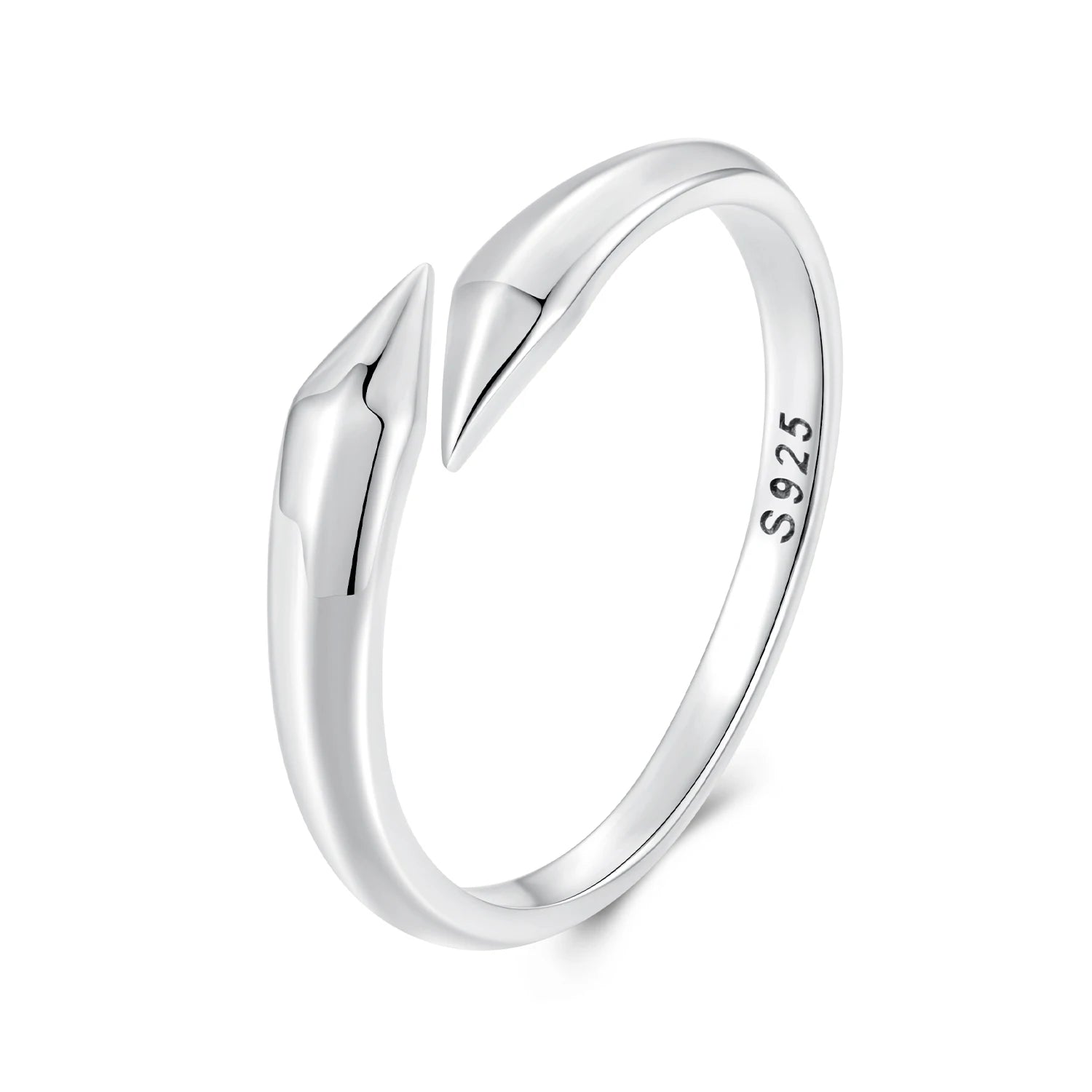 WOSTU Original S925 Sterling Silver Ring for Women, Modern Geometric Arrow Band, Minimalist Dainty Adjustable Stacking Jewelry