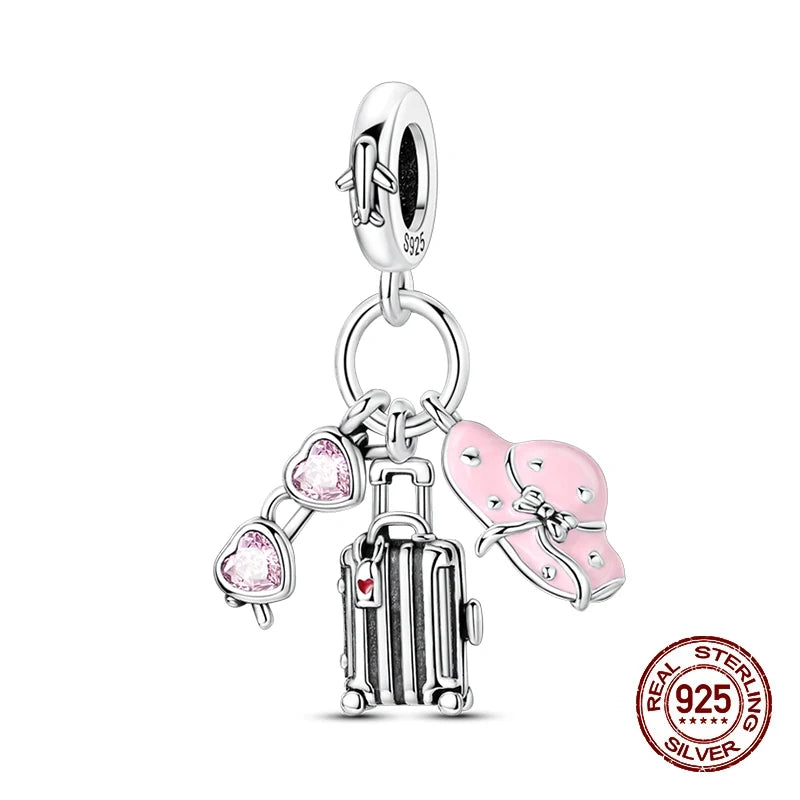 Summer 925 Sterling Silver Luminous Ocean Pendants Crab Whale Shark Charms Beads Fit 925 Original Bracelet Fine DIY Jewelry Gift