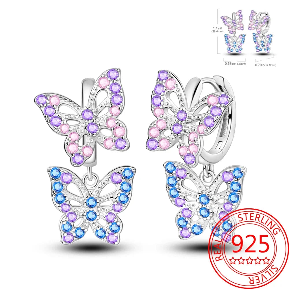 Ear Ring Series 925 Sterling Silver Star Moon Unicorn Tulip Flower Butterfly Bee Geometry Earrings Ladies Pairing with Jewelry