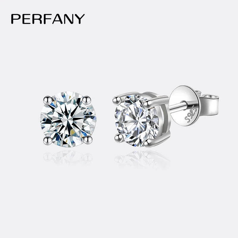 PERFANY 0.2-3CT Moissanite Earrings For Women S925 Pure Silver Classic Four Claw Diamond Earrings Wedding High-end Jewelry - Madeinsea©