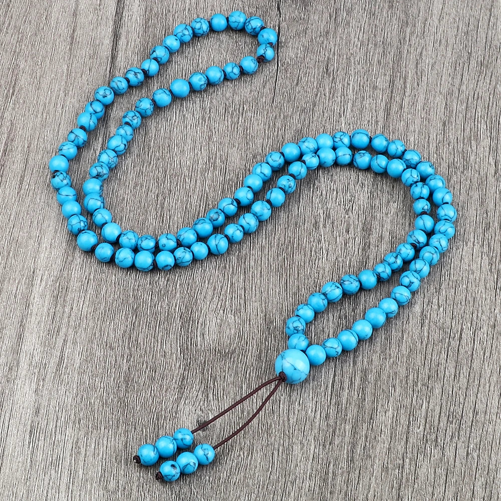 108 Natural Stone Fire Agate Black Onyx Beads Bracelet Necklace Men Multicolor Tiger Eye Necklace Women Malachite Prayer Jewelry