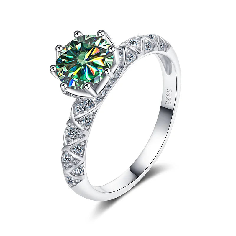 BagueRingen Round Cut 1ct VVS D Color Moissanite Ring For Women S925 Sterling Silver Plated Pt950 Gold Wedding Luxury Jewelry