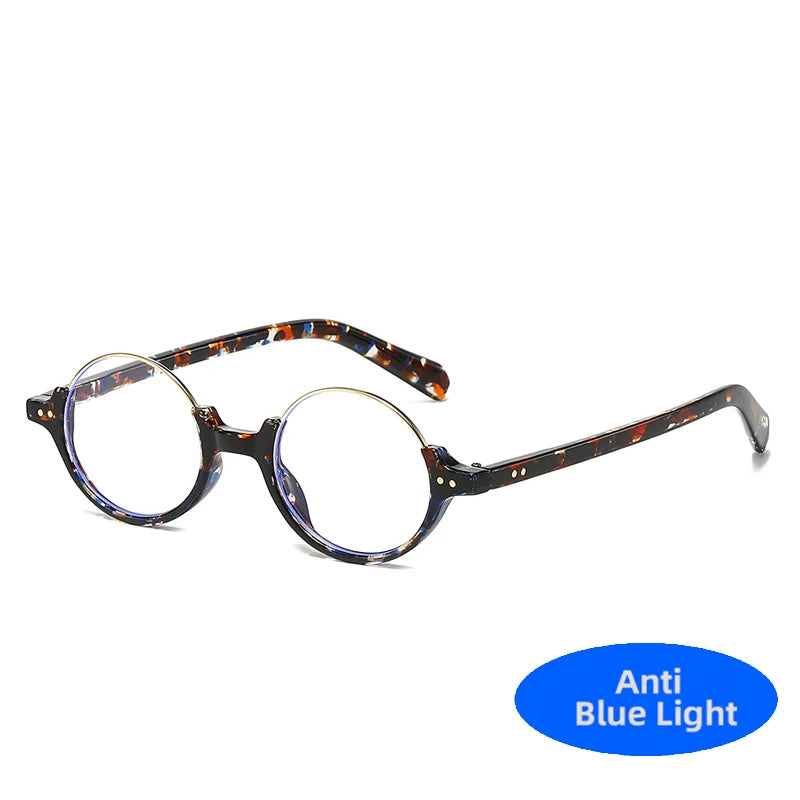 2025 Vintage Halbrahmen Runde Anti Blaulicht Brille Klare Linse Mode Kunststoffrahmen Brille Optische Männer Frauen Brillengestell