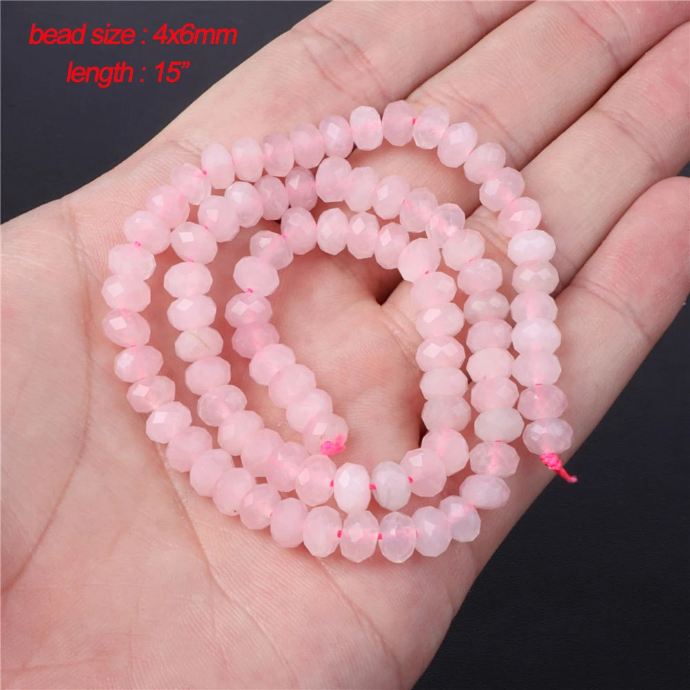 45 Style Natural Rose Quartz Bead Round Tube Crystal Loose Beads For Jewelry Making Handmade Diy Bracelet Necklace Accessories