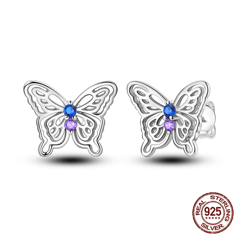 Classic Zircon Stud Earrings For Women Pearl Drop Earring 100% 925 Sterling Silver Butterfly Heart-Shaped Earings Fine Jewelry