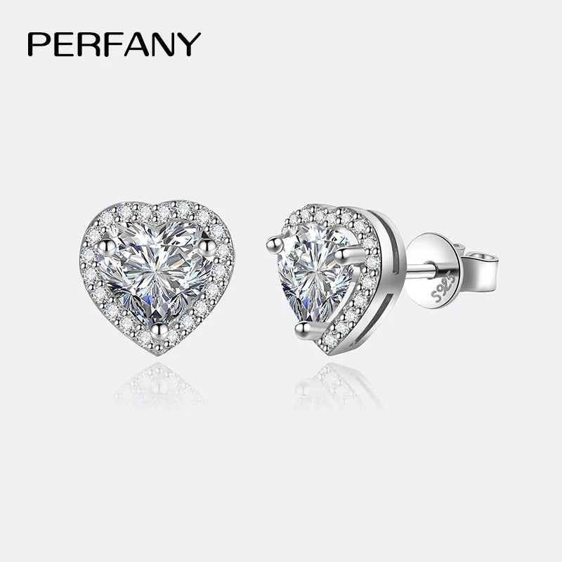 PERFANY 0.5CT-2CT Heart-Shaped Cut Moissanite Earrings For Women S925 Pure Silver Simulated Diamond Earrings Fashion Jewelry - Madeinsea©