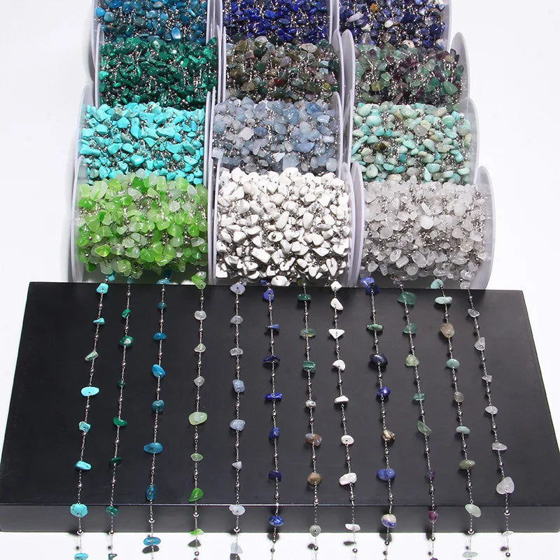 Natural Quartzs Stone Stainless Steel Chips Beads Chains For DIY Bohemia Jewelry Making Women Necklace Choker Bracelet Handmade - Madeinsea©