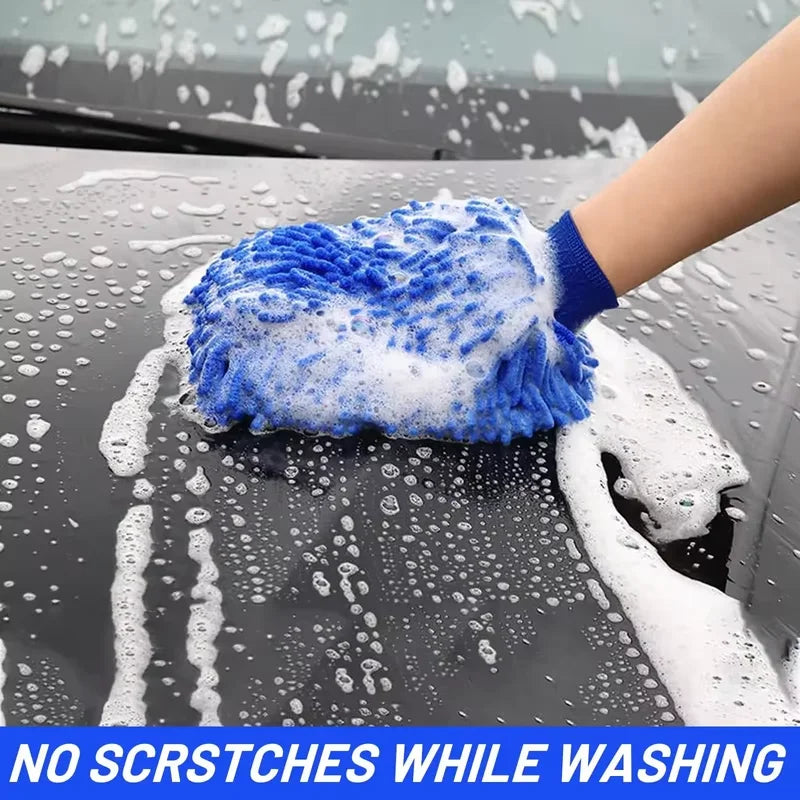 1/2PCS Chenille Plush Gloves for Car Cleaning Thickened Doublesided Car Cleaning Tools Ultrafine Fiber Car Washing Gloves