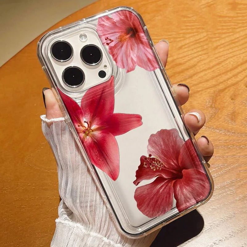 Cherry Flower Print Clear Phone Case for Xiaomi Redmi Note 13 12 12S 11 11S 13C 12C 10 10S 9 9S Pro Plus 4G 5G Silicone Cover