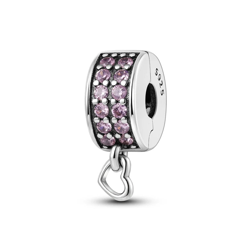 2024 Hot Sales 925 Sterling Silver Pink Charm Beads Pendent For Original Bracelets Charm Dangle Women Gril Jewelry Gifts