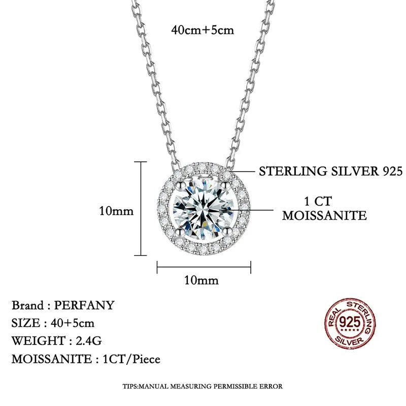 PERFANY 0.5/1/2CT Moissanite Necklace for Women S925 Pure Silver Round Laboratory Diamond Pendant Fashionable Wedding Jewelry - Madeinsea©