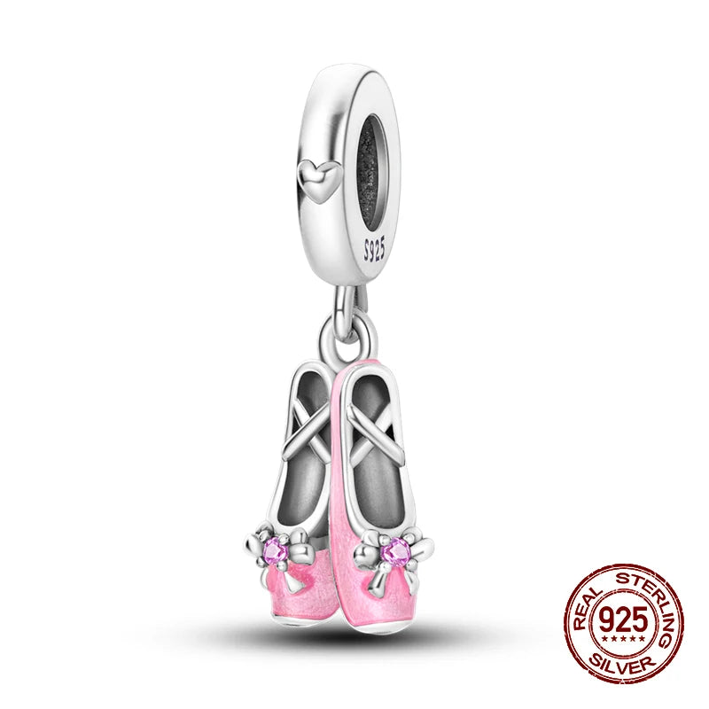 100% 925 Sterling Silver Perfume Headphones Pink Princess Daily Charms Beads Fit 3mm 925 Original Bracelet Fine DIY Jewelry