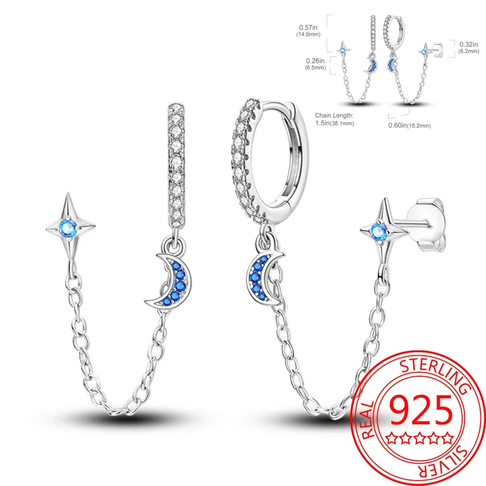 Ear Ring Series 925 Sterling Silver Star Moon Unicorn Tulip Flower Butterfly Bee Geometry Earrings Ladies Pairing with Jewelry