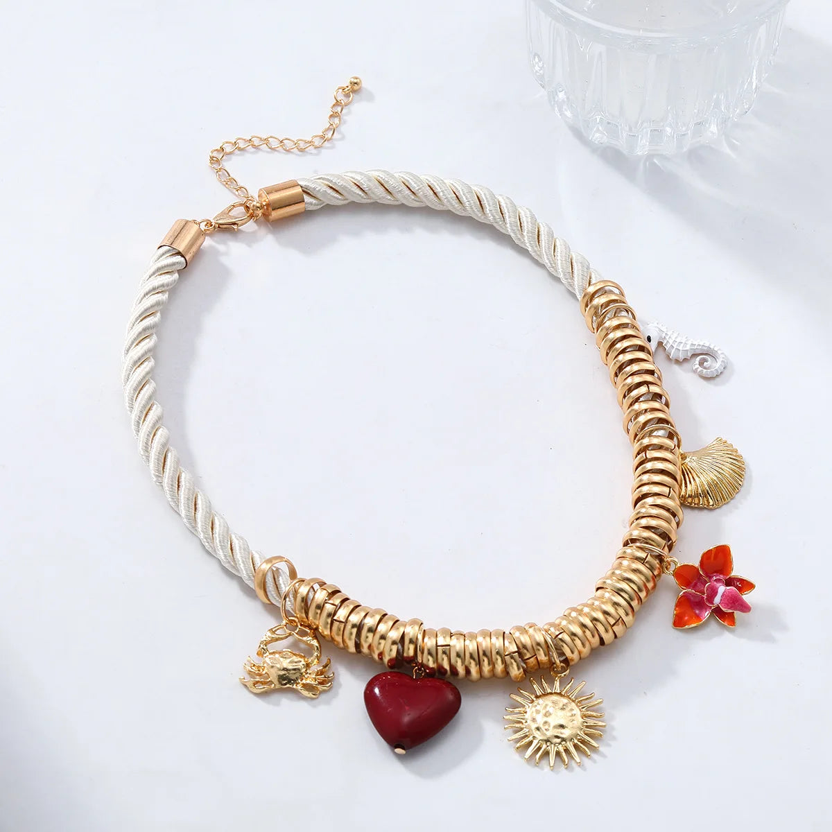 ZAA Crab Heart Flower Shell Seahorse Multi Layer Choker Necklace