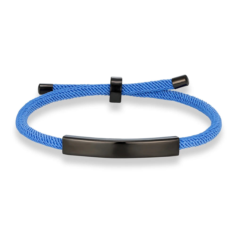 MKENDN Punk Custom Name Engrave Logo Id Bracelets Trendy Stainless Steal Rope Thread Bracelet Men Women Friendship Jewelry Gifts - Madeinsea©