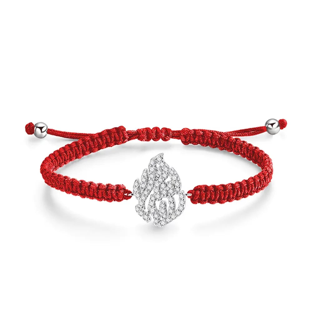 Serenity Fine Braided-rope Moissanite Bracelet Women Men 100% S925 Sterling Silver Fire Shape Bracelet Adjustable Chain Jewelry - Madeinsea©