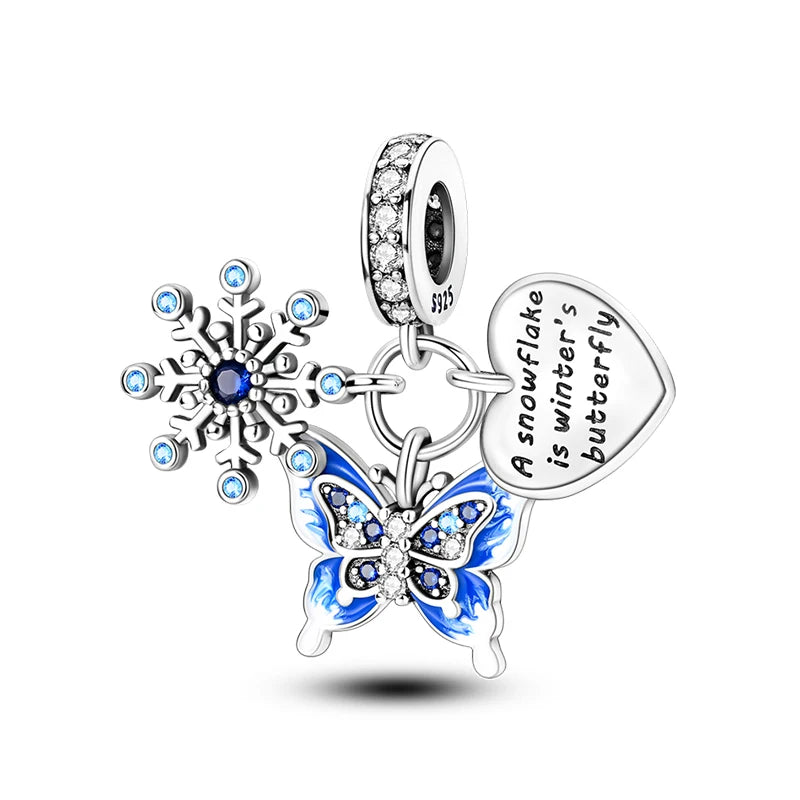 Hot Sale 925 Silver Snowman Penguin Red Wine Winter Series Charms Beads Fit 3mm 925 Original Bracelets Fine DIY Jewelry Gift