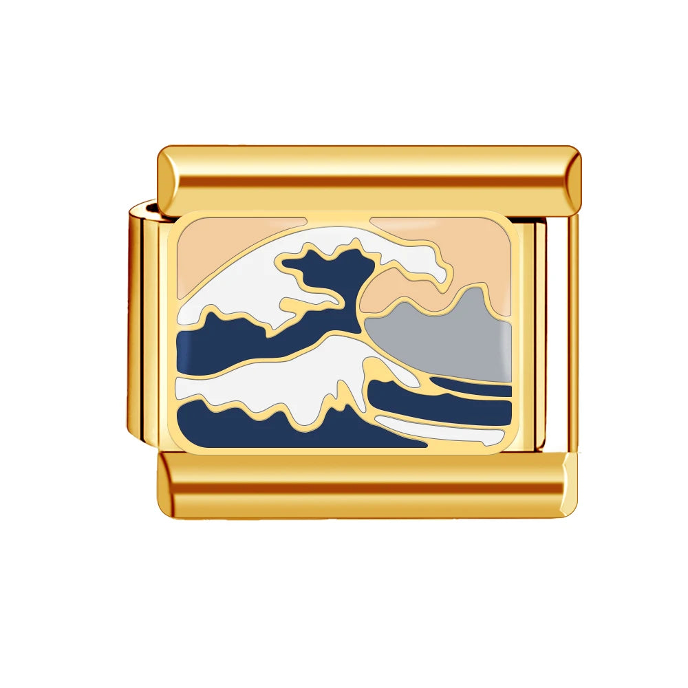 Italian Charm Store Italian Charm Bracelet 9mm Diy Gold Color for Rich Guy, Ocean and Beach