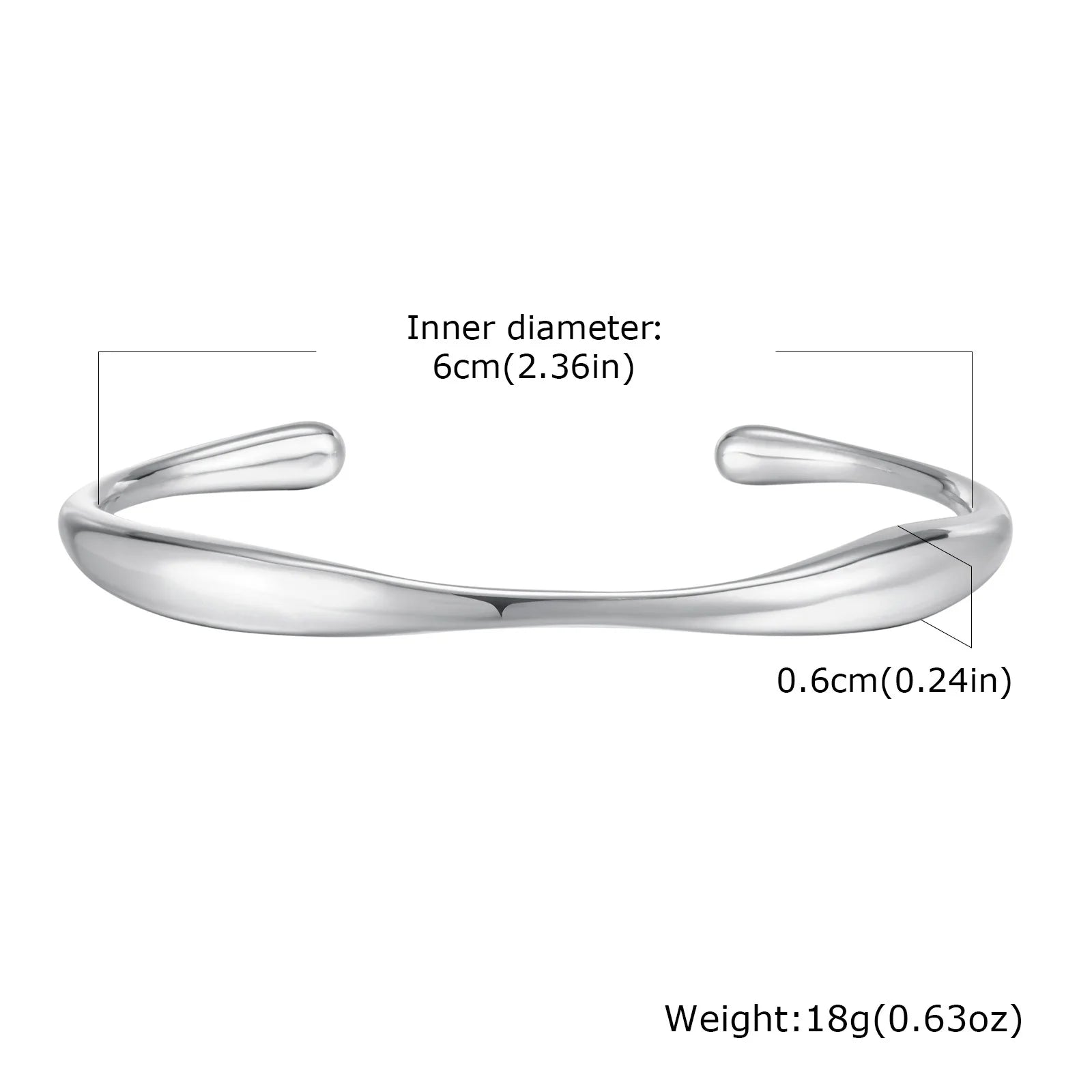 Vnox Stainless Steel Wrist Opening Bracelet Bangles For Women,Simple Irregular Smooth Girls Hand Jewelry,Fashion Bangles Daily - Madeinsea©