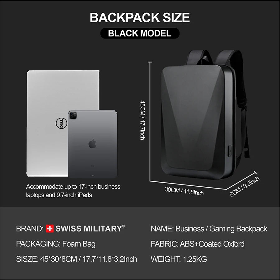 SWISS MILITARY 17 Inch Laptop Backpack Waterproof TSA Anti theft Hard