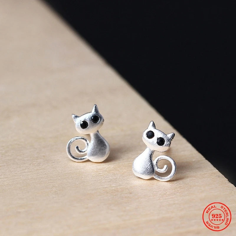 MKENDN 100% 925 Sterling Silber Kreative Ohrstecker mit süßen schwarzen Augen – Trendiger Schmuck für Mädchen und Frauen – Geschenkidee für Studentinnen