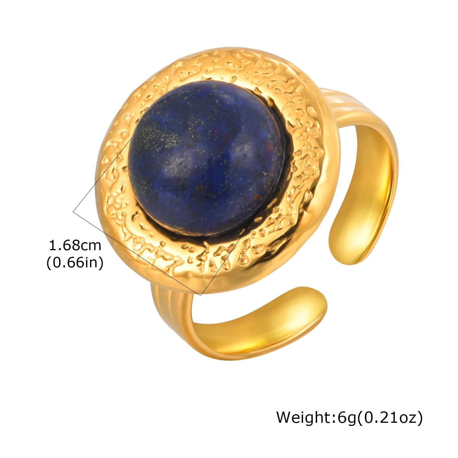 Vnox Vintage Luxury Geometric Open Rings,Natural Stone Stainless Steel Charm Jewelry For Women,Fashion Rings Finger Accessories