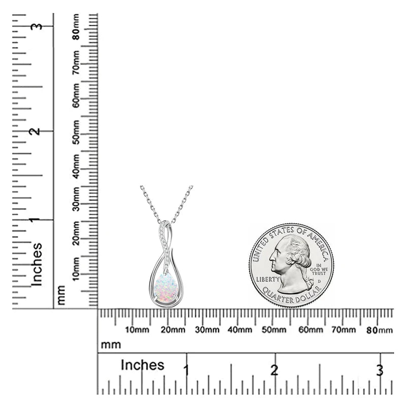 OXTAO 10x7mm Artificial Gemstone Pendant for Women Real 925 Sterling Silver Pear Cut White Opal Pendant  Necklace Luxury Jewelry