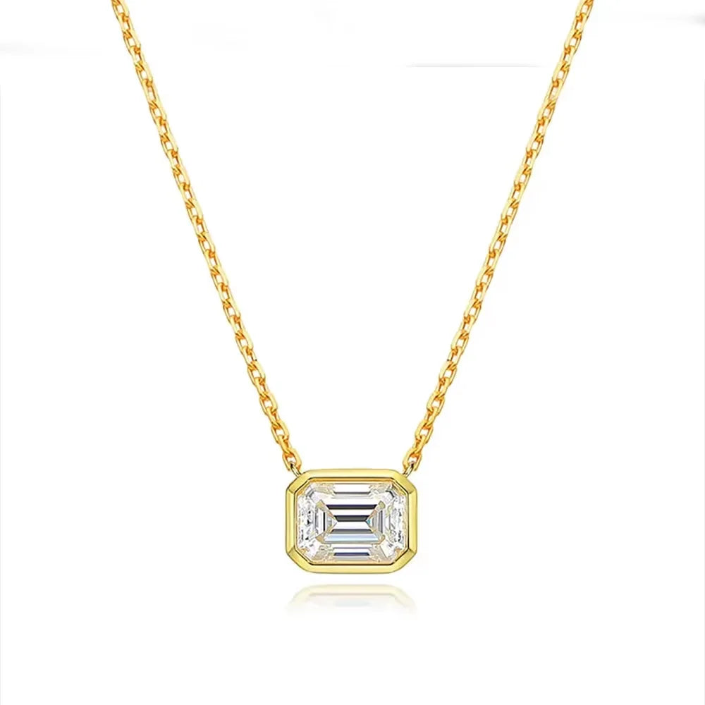 Serenity 1ct 2ct Emerald D Moissanite Necklace for Women Gift Rectangle Lab Diamond Pendant Necklace 925 Sterling Silver Jewelry - Madeinsea©