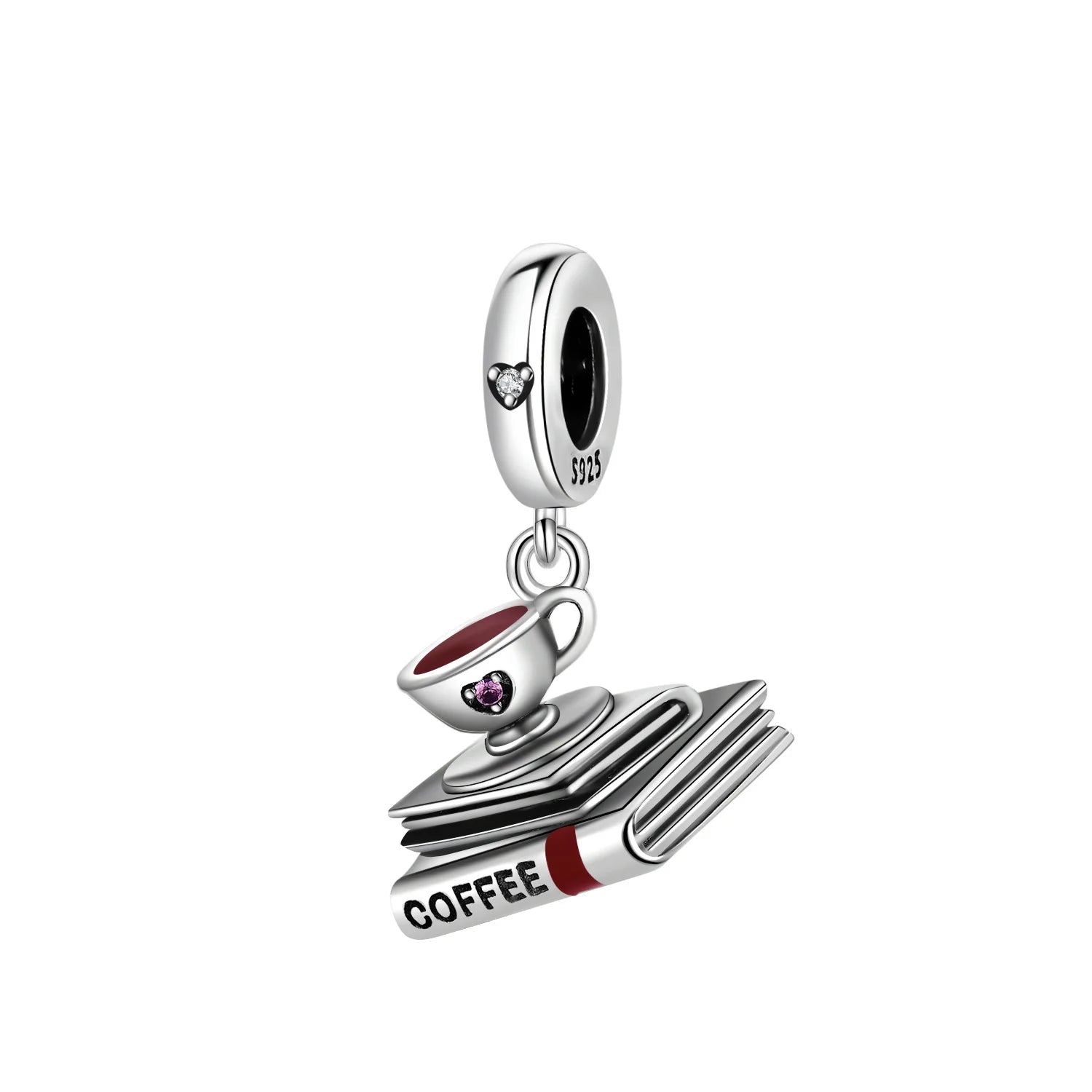 PANPOKI 925 Sterling Silver Love Coffee Cup Pendant Beads Original Pendants Bracelet Charm Jewelry Party DIY Trendy Gifts