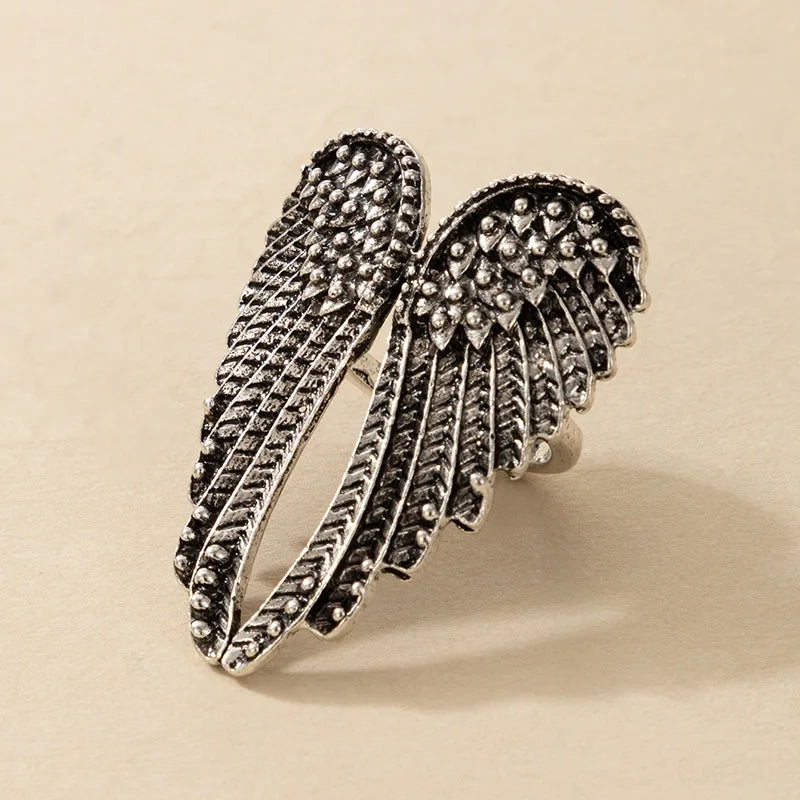 Retro Angel Wings Large Ring For Women Unisex Vintage Open Ring Punk Gothic Rock Hiphop Accessories Designer Jewelry Lovers Gift - Madeinsea©