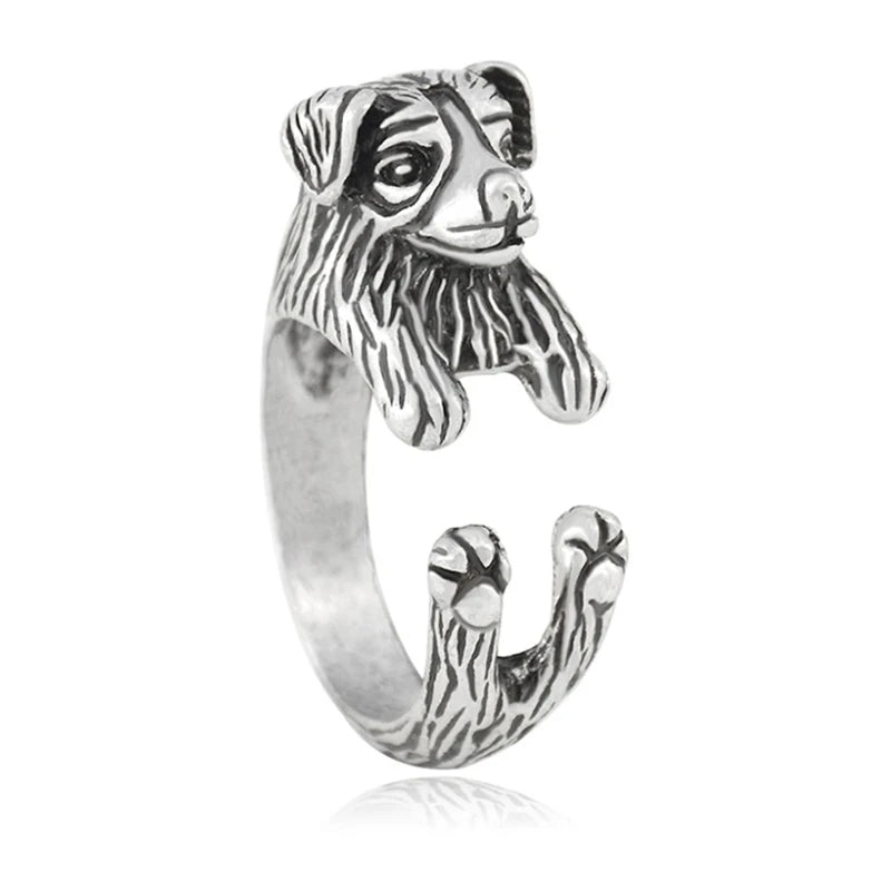 Vintage Hippie Brass Knuckle Cute Beagle&Husky&Boxer Anel Ring Boho Lovely Dog Anillos Animal Rings For Bague Femme Men Jewelry