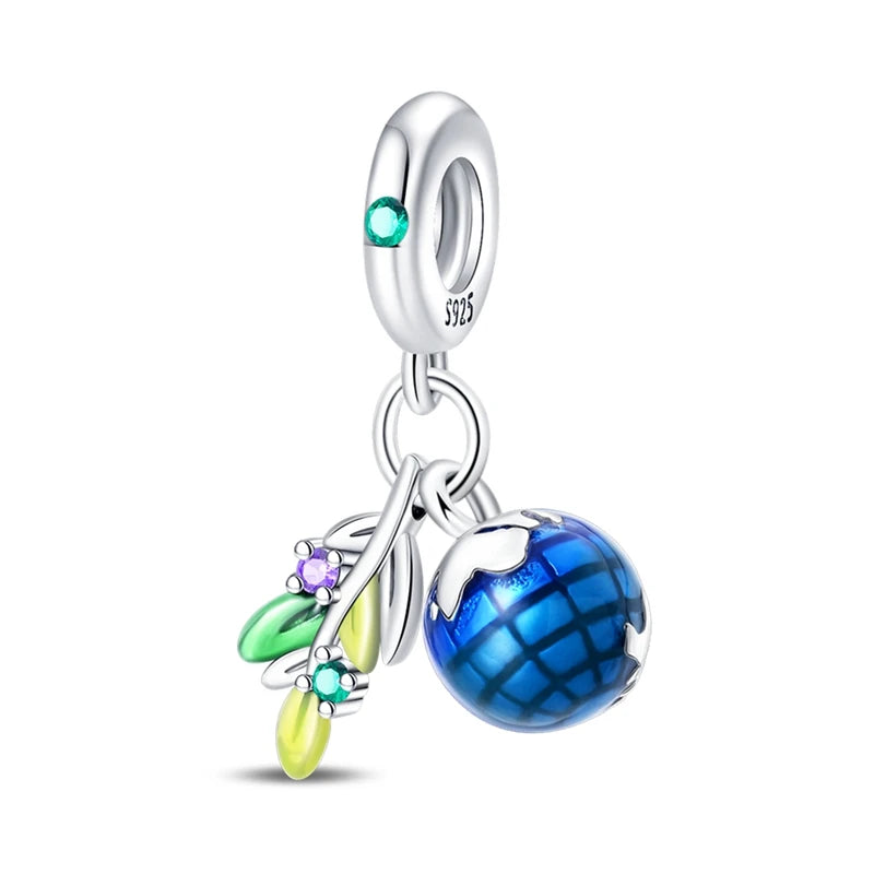 New 925 Sterling Silver Charm Beads Pendant Pumpkin Maple Leaf Autumn Series Charms Fit Original Bracelets Fine Jewelry