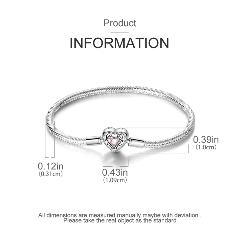 New Original 925 Sterling Silver Bracelet Heart Butterfly Bracelet For Women Fit Original Bracelet Charms Beads Jewelry DIY Gift
